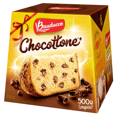 Panettone Bauducco com Gotas de Chocolate 500g - cx com 18